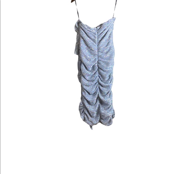 Lavish Alice x Rosie Connolly Ruched Sequin Dress in Iridescent Silver Size 14 - Picture 4 of 9